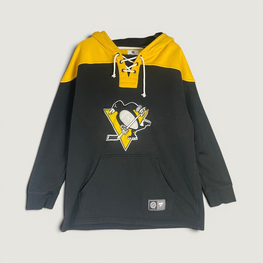 Fanatics Pittsburgh Penguins Lace Up Hoodie Mens M Black NHL Hockey Pullover